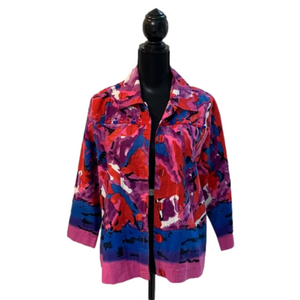 CHOICES Art to Wear Abstract Embellished Cotton Jean Jacket Large